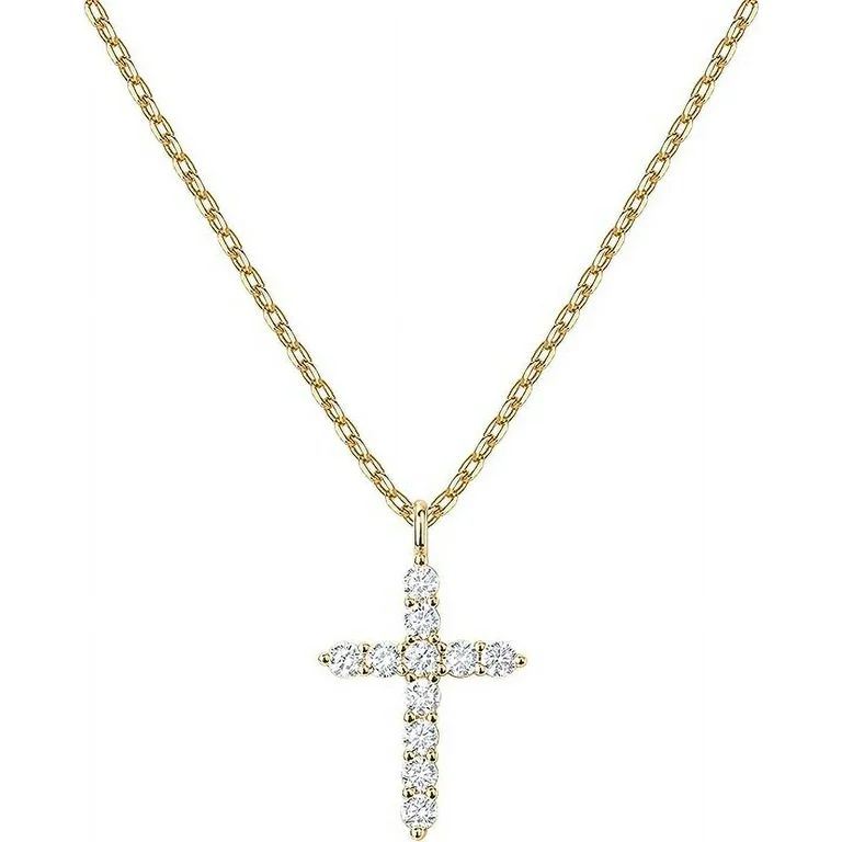 PAVOI 14K Yellow Gold Plated Cross Necklace for Women | Cross Pendant | Gold Necklaces for Women ... | Walmart (US)