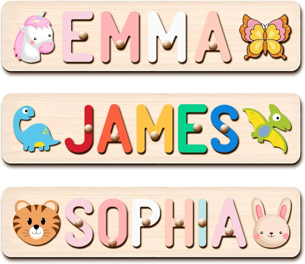 Personalized Wooden Name Puzzle Easter Toys for Toddlers 1-3; Custom Name Puzzle Baby Easter Gift... | Amazon (US)