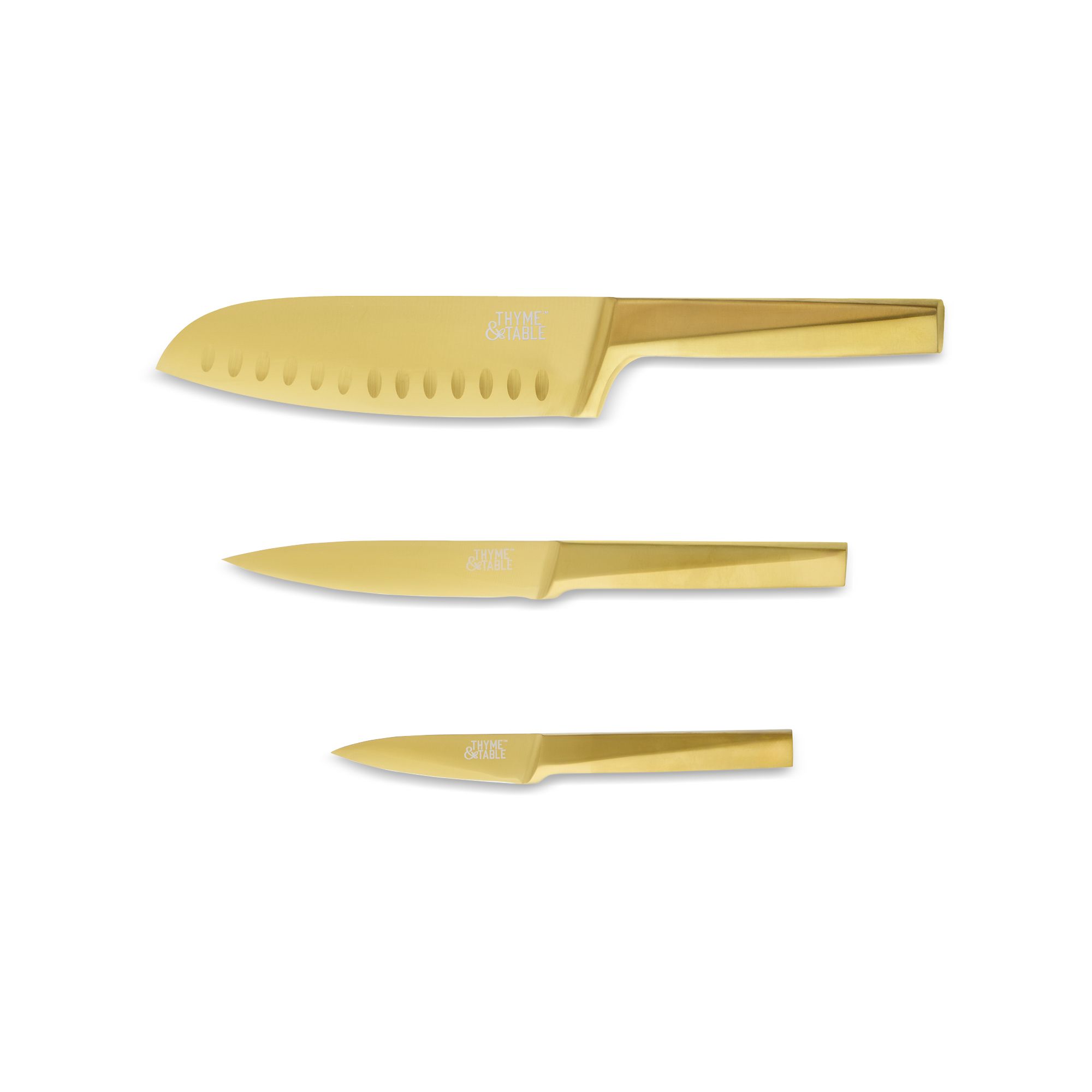 Thyme & Table 3-Piece Gold Knife Set with Protective Sheaths | Walmart (US)