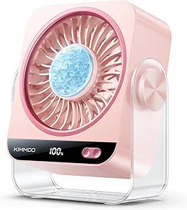 KIMMOO USB Desk Fan for Bedroom, 199 Speeds Turbo Airflow, Portable Fan with Ice Cooling, Digital... | Amazon (US)
