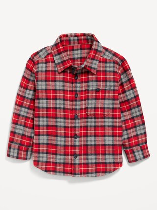 Cozy Long-Sleeve Plaid Pocket Shirt for Toddler Boys | Old Navy (US)
