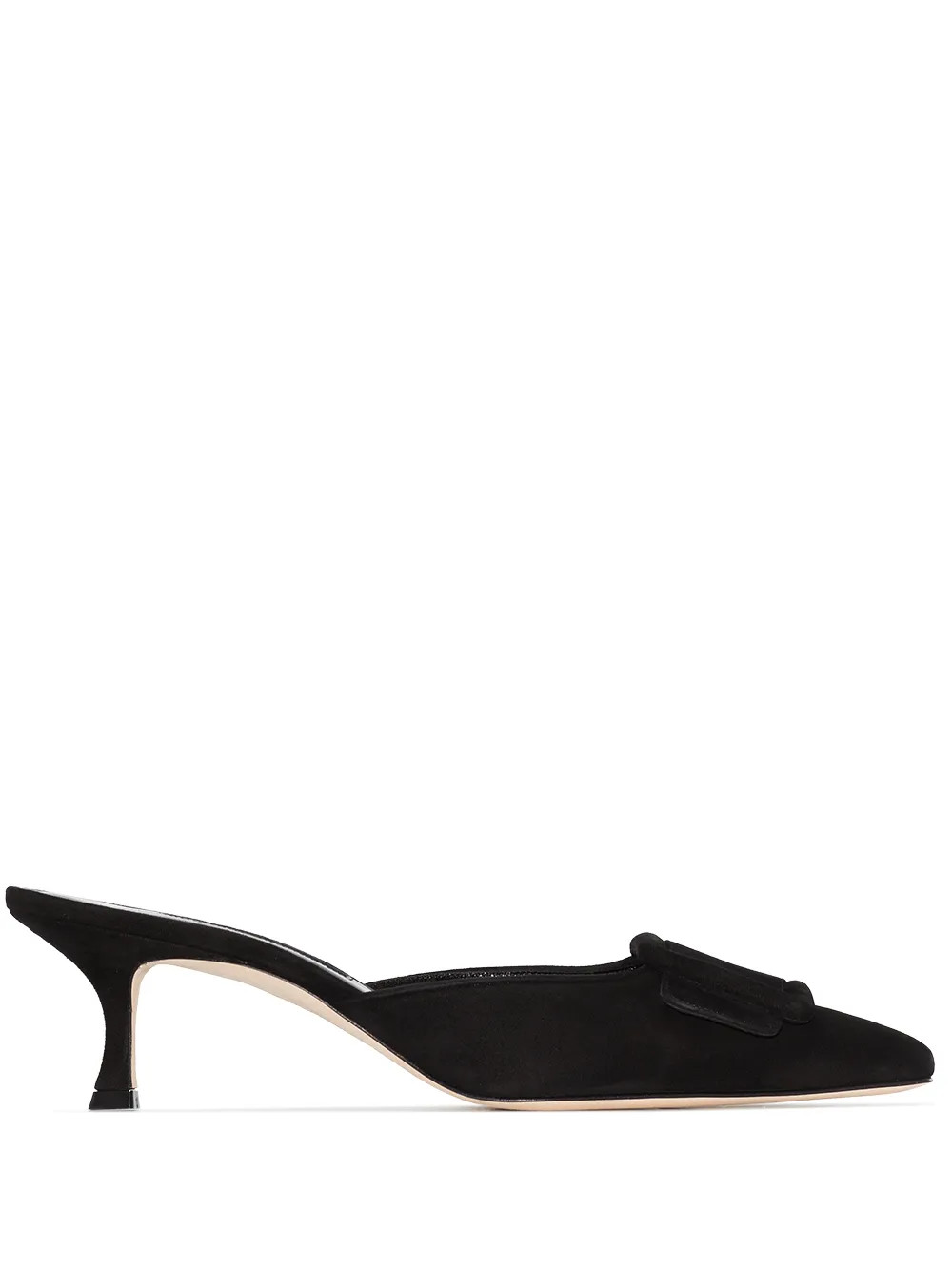 Manolo Blahnik Maysale 50mm Suede Mules - Farfetch | Farfetch Global
