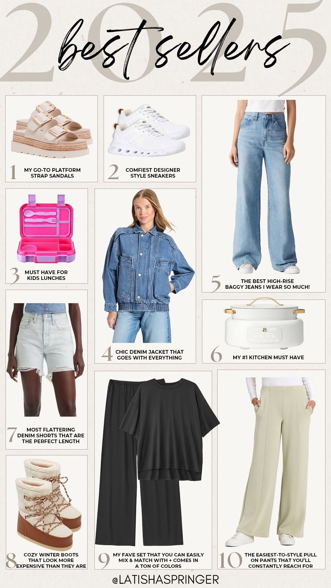 2025 best sellers! The top 10 items you all loved and shopped the most!

#bestsellers

Yearly best sellers. 2025 best sellers. Annual best sellers. Top 10 2025 best sellers. Target finds. Target new arrivals. Target fashion. Walmart finds. Walmart home. Platform two strap sandals. ON inspired sneakers. White chic sneakers. Levis jeans. Trendy baggy jeans. Flattering Levi’s jeans  Classic closet staple. Denim bomber jacket. Target viral denim jacket. Walmart kids bento box. Flattering denim shorts. Longer length denim shorts. Levi’s 501 denim shorts. Walmart Beautiful 10-in-1 multi cooker. Must have kitchen appliance. Target matching lounge pants. Walmart fashion. Walmart matching lounge set. Cozy winter boots. 

#LTKFindsUnder50 #LTKFindsUnder100 #LTKSeasonal