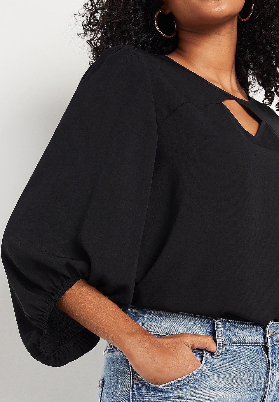 Black Cut Out Blouse | Maurices