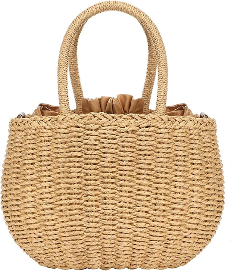 Gets Straw Bags for Women Hand-woven Small Hobo Bag Round Handle Ring Tote | Amazon (US)