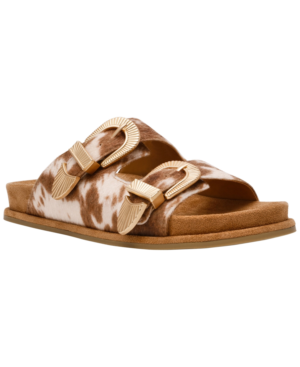 Dv Dolce Vita Women's Percy Double Buckle Footbed Sandals - Cow Print | Macy's
