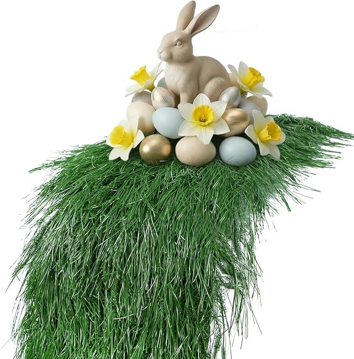 XLX TURF 13" x 108" Fake Grass Table Runner, Green Thatch Straw Mat for St. Patrick's Day, Easter... | Amazon (US)