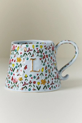 The Mud Fairy Stoneware 24k Gold Accent Monogram Mug | Anthropologie (US)