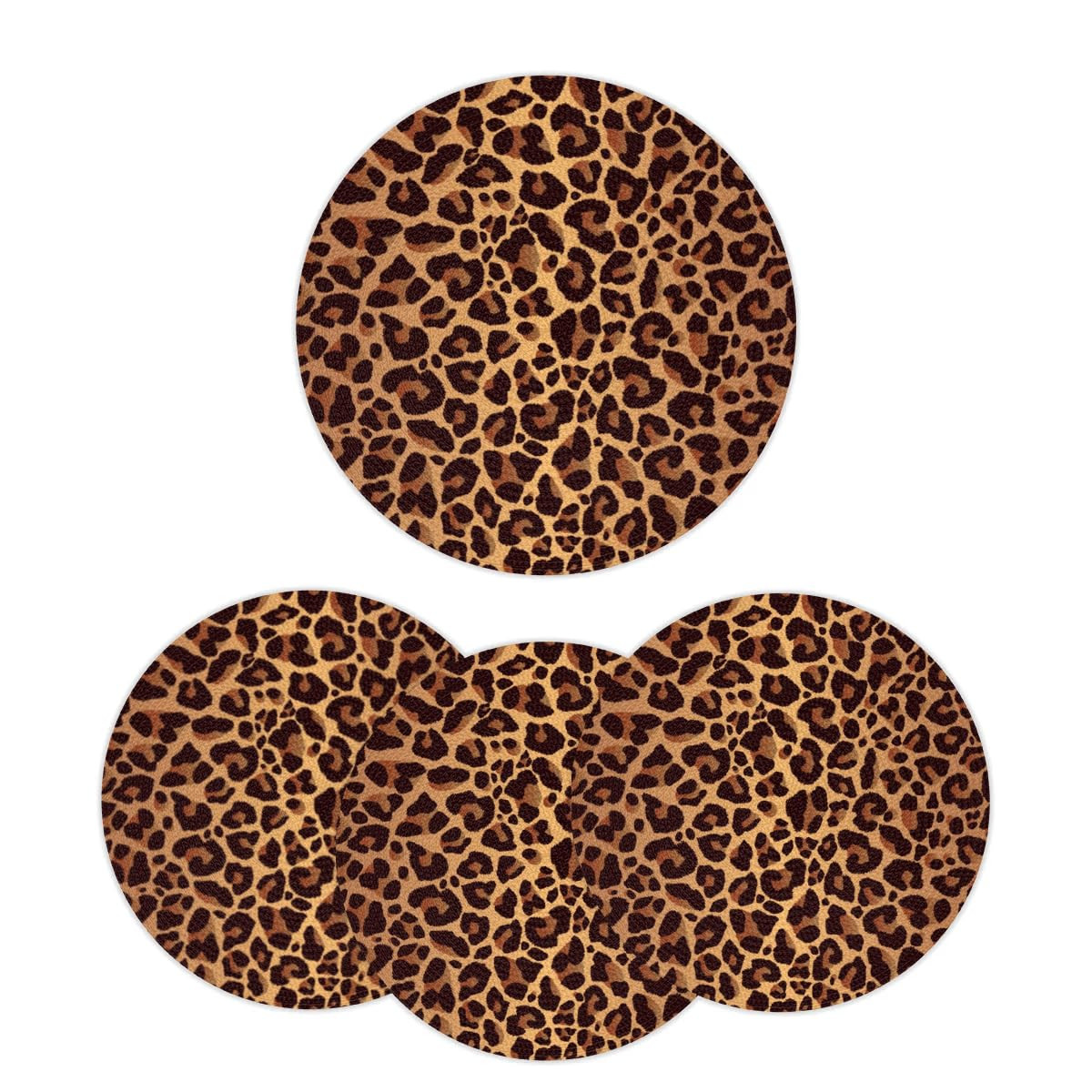 Animal Leopard Print Round Braided Placemats Set of 4 Washable 12.6 Inch Round Table Mats Woven H... | Amazon (US)