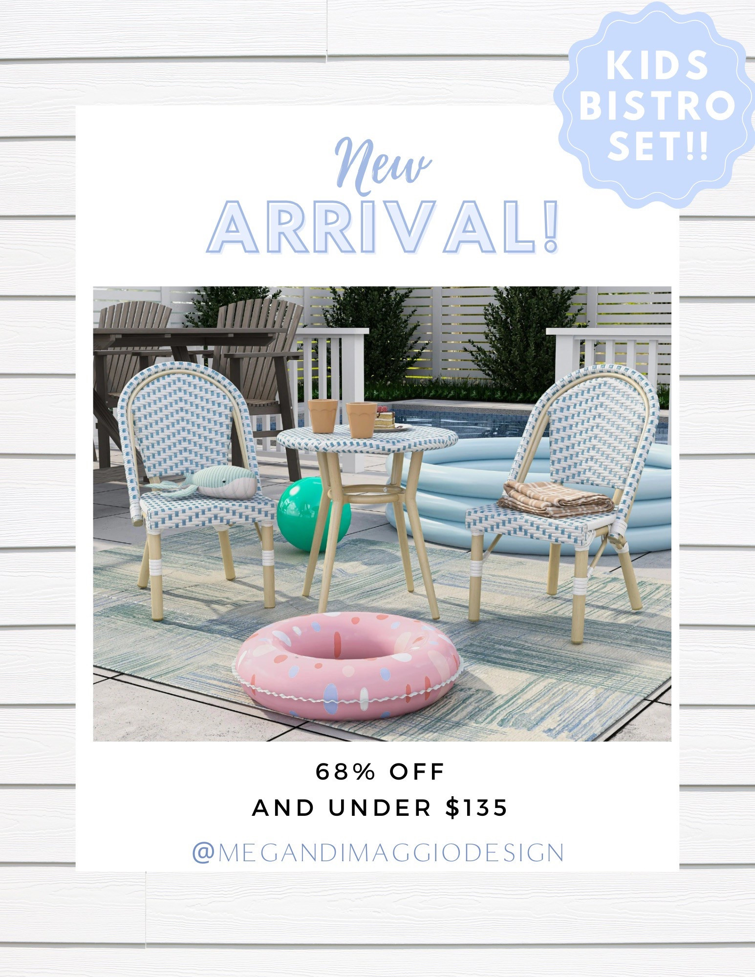 Wow!! New arrival and major sale alert on this adorable blue and white KIDS outdoor bistro set!! I found it for 68% OFF making it under $135?! 🤯 such an amazing Serena & Lily look for less for littles!!

#LTKFamily #LTKSpringSale #LTKKids