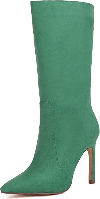 Reitoye Pointed Toe Boots Stiletto Heels Mid Calf Side Zipper Sexy Ankle Boots for Women Basic Fa... | Amazon (US)