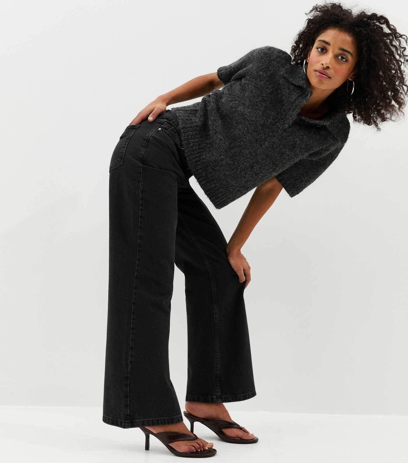 Washed Black Adalae High-Waist Wide Leg Jeans | New Look | New Look (UK)