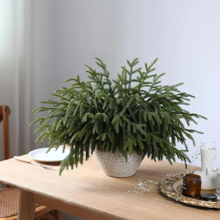 CleanX 16 Pcs Christmas Norfolk Pine Branches, 18 Inch Real Touch Artificial Norfolk Pine Branch ... | Walmart (US)