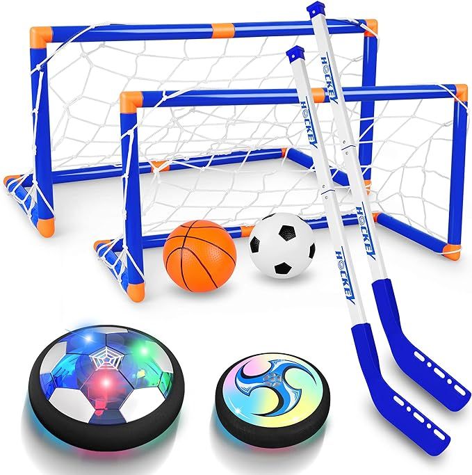 Kids Toys, 3-in-1 Hover Hockey Soccer Ball Set, Rechargeable Floating Air Soccer Hockey Ball with... | Amazon (US)