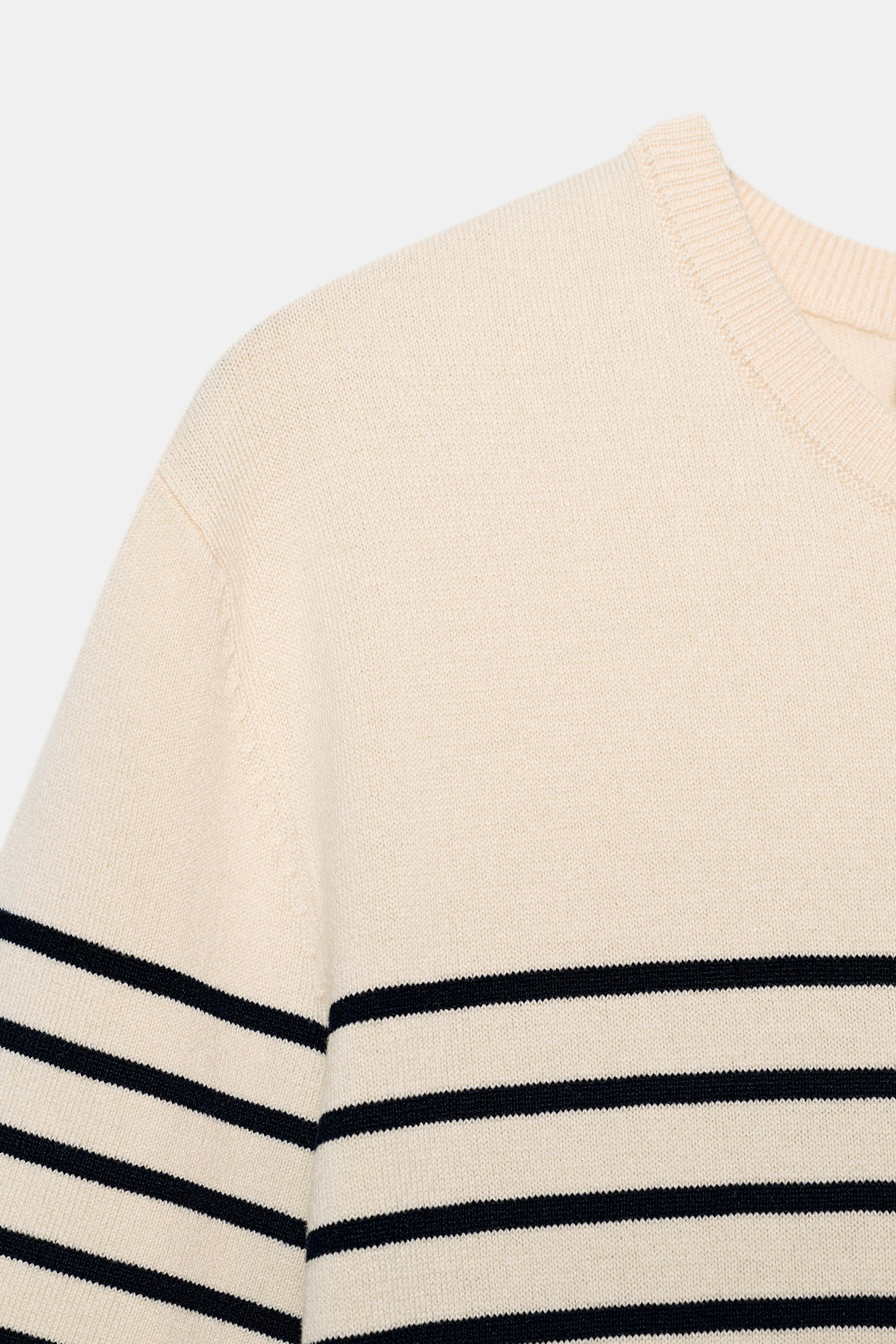 STRIPED SHORT SLEEVE KNIT JUMPER | Zara UK