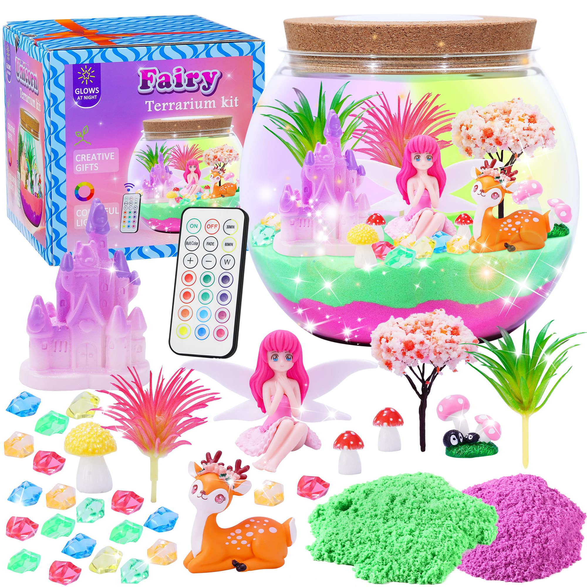 Hannstar Fairy Garden Kits for Kids - Light Up Terrarium kit Birthday Gift for Girls Ages 4 5 6 7... | Amazon (US)