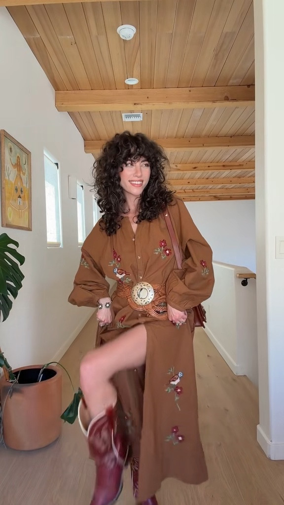 This dress is very oversized but so cute belted. I love the embroidery on it. Very special. Also linking to one of my favorite pairs of Tecovas books. They just brought back this color. 

#LTKHoliday #LTKSeasonal #LTKCyberWeek