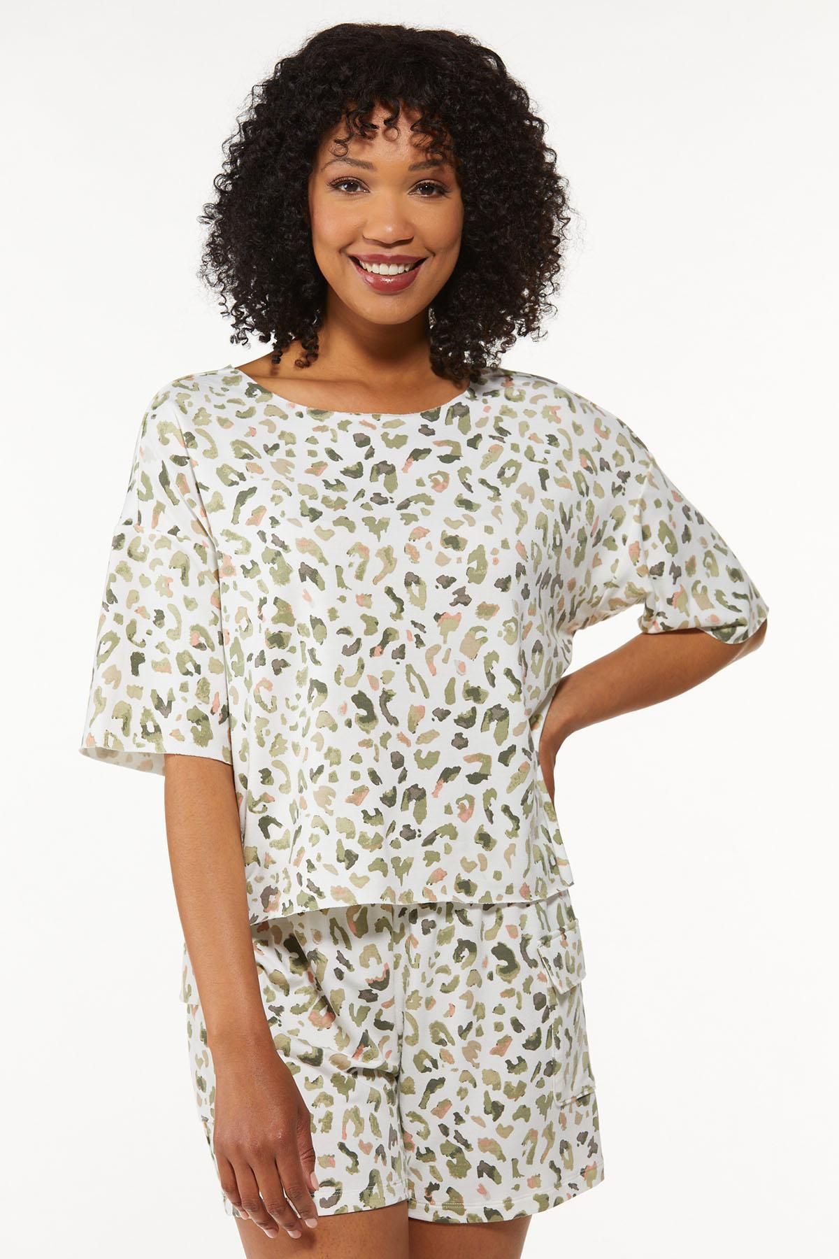 Olive Leopard Lounge Top | Cato Fashions