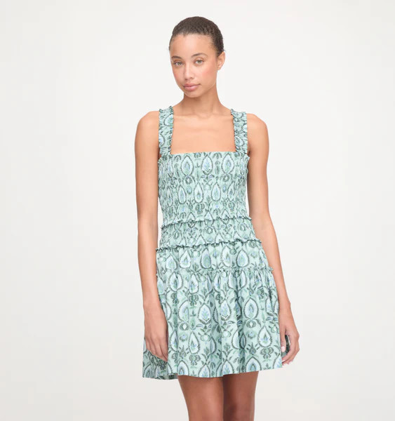 The Azalea Mini Nap Dress - Green Palm Ikat | Hill House Home US