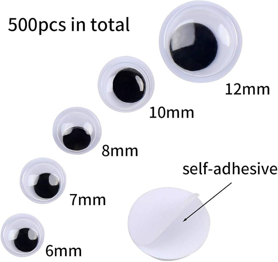 DECORA 500 Pieces 6mm -12mm Black Wiggle Googly Eyes with Self-Adhesive for Crafts Decorations | Amazon (US)