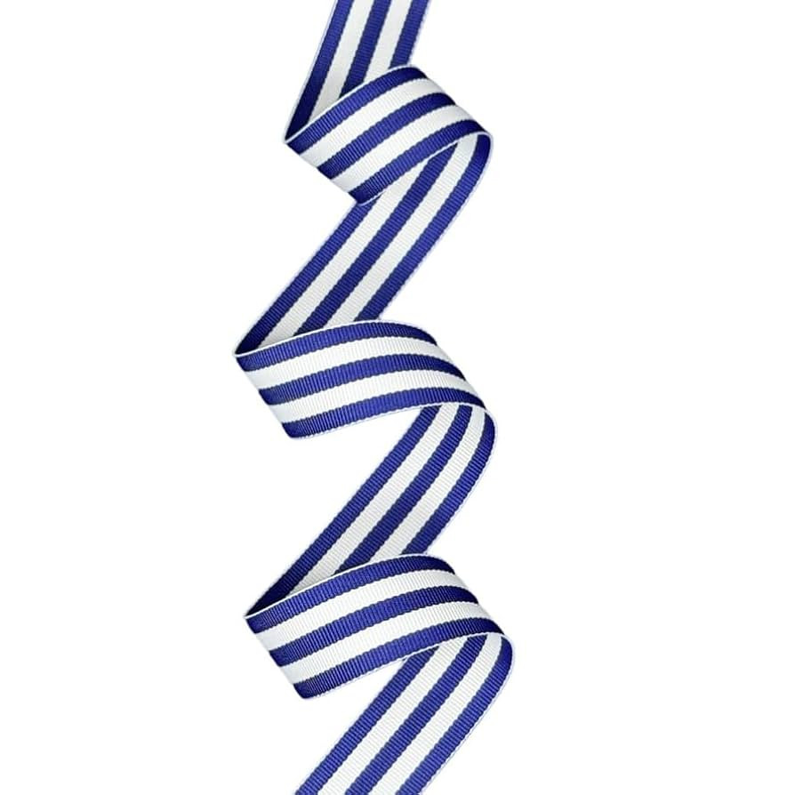7/8" Royal Blue & White Taffy Striped Grosgrain Ribbon - 20 Yards - USA | American Made | Amazon (US)