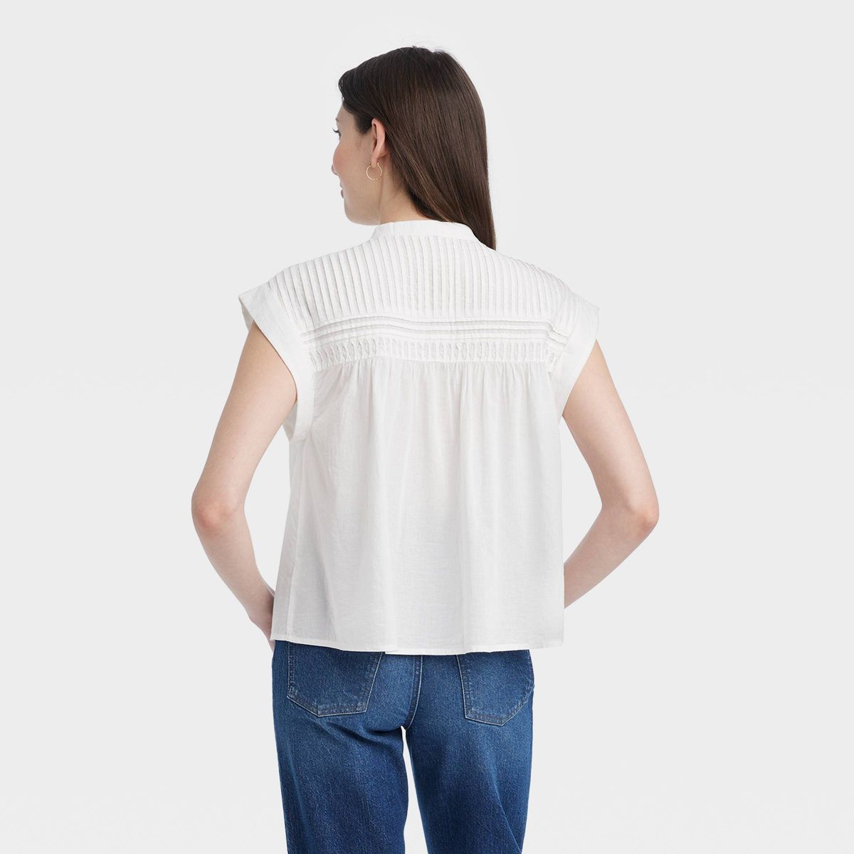 Women's Short Sleeve Pintuck Blouse - Universal Thread™ | Target