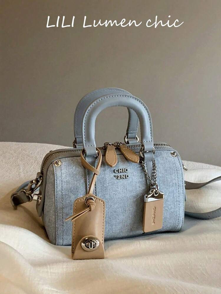 Classic Clown Solid Color Letter Graphic Decor Design Women's Portable Wallet, Dual Handle Pillow-Shaped Bag, Elegant Business Commuter Bag, Suitable For Shopping, Commuting, Parties And Other Occasions, Bags Ladies Elegant | SHEIN