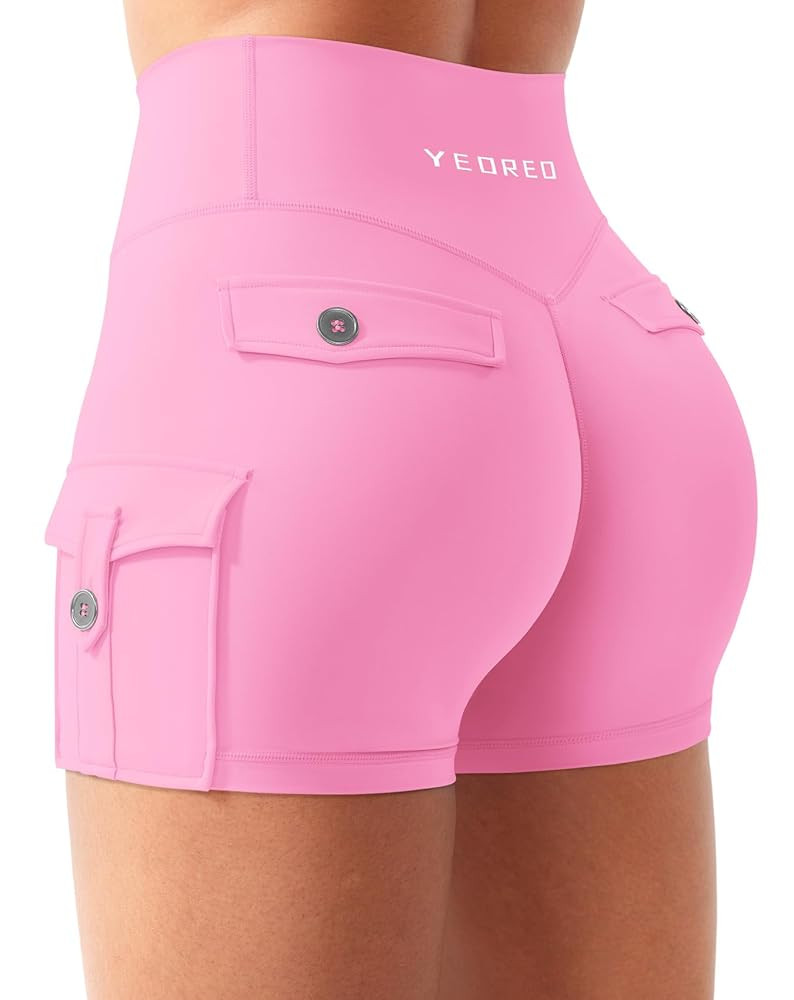 YEOREO CoreFlex Women Workout Gym Shorts with Cargo Pockets Hidden Scrunch 3.6" Inseam No Front S... | Amazon (US)