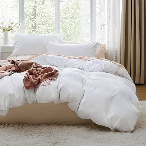 BEDSURE White Duvet Covers Queen Size - Washed Duvet Cover, Soft Queen Duvet Cover Set 3 Pieces w... | Amazon (US)