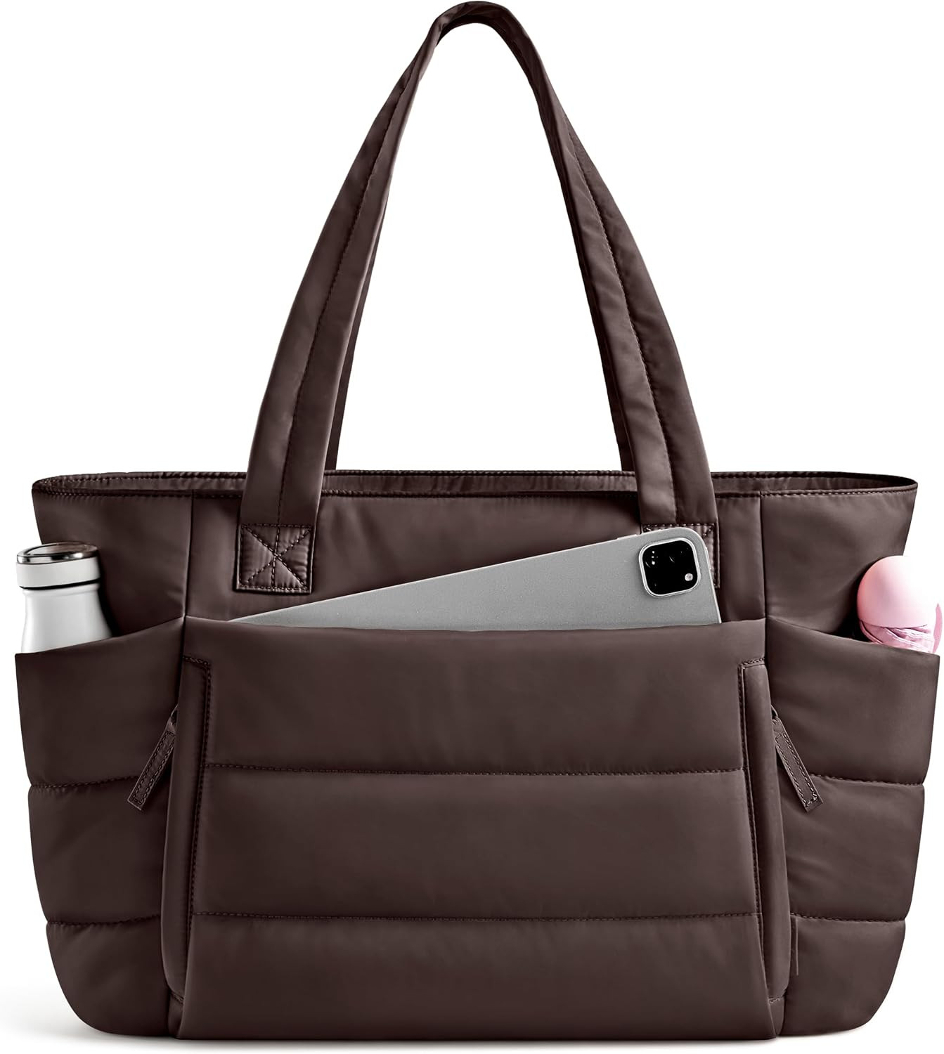 Tote Bag for Women with Zipper, Quilted Puffer Tote Bag with Compartments, Lightweight Puffy Work Bags for Women | Amazon (US)
