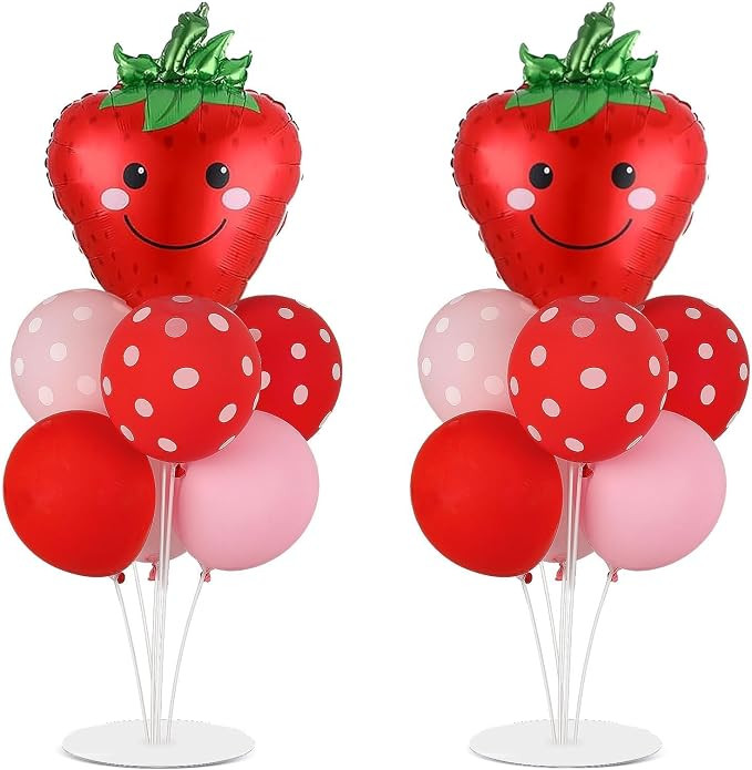 2 Sets Strawberry Birthday Party Balloons Stand Kit Party Decor | Amazon (US)