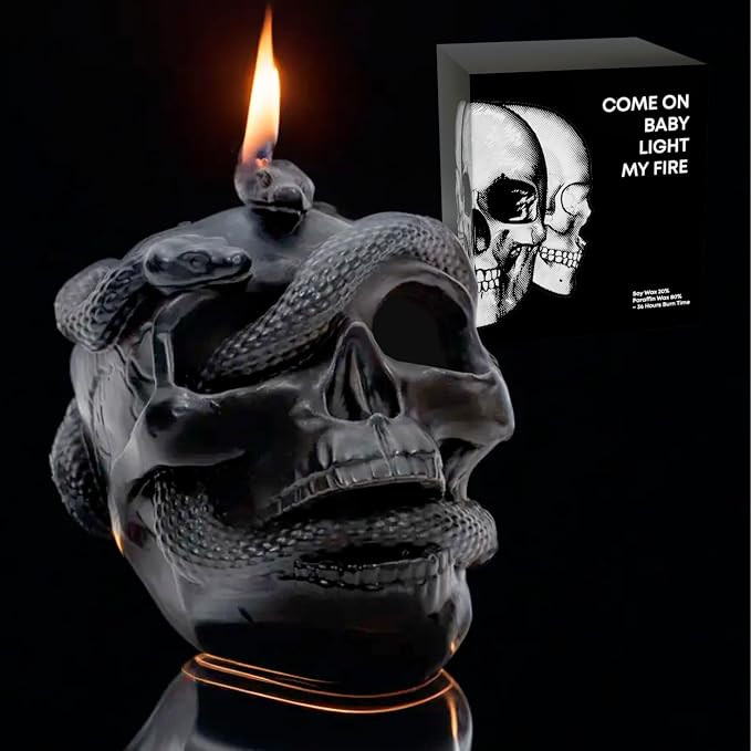 Black Skull Candle 5in, 36hr Burn, Gift Box - Unique Candles for Black Room Decor - Emo Goth Blac... | Amazon (CA)