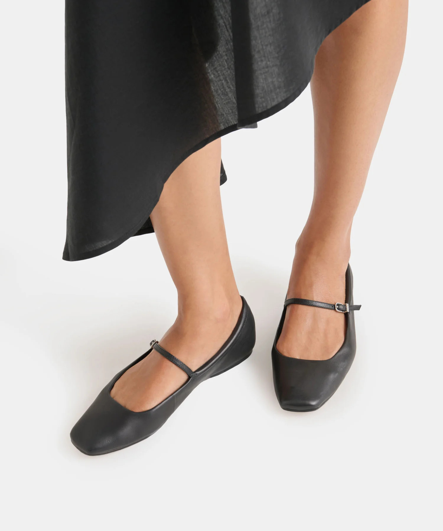 REYES Black Leather Mary-Jane Ballet Flats | Dolce Vita | DolceVita.com
