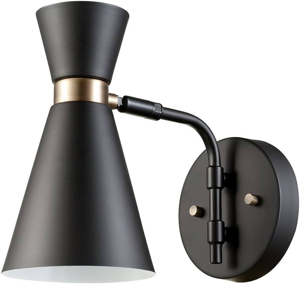 Globe Electric 65855 Belmont 1-Light Wall Sconce, Satin Black, Gold Accents | Amazon (US)