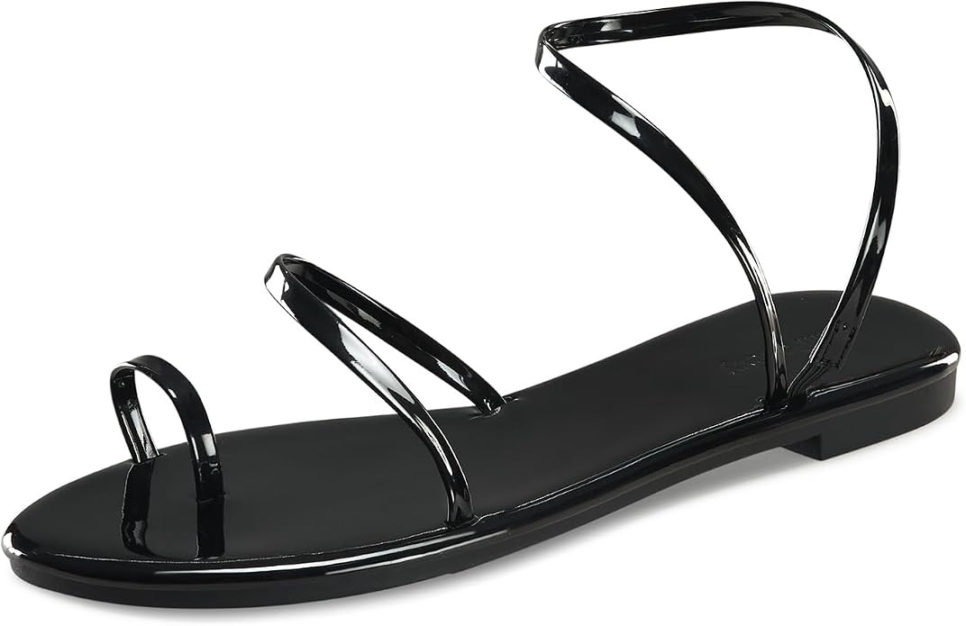 Strappy Greek Flat Sandals for Women Dressy Beach Slip-On Shoes | Unique Strap Design, Non-Slip S... | Amazon (US)