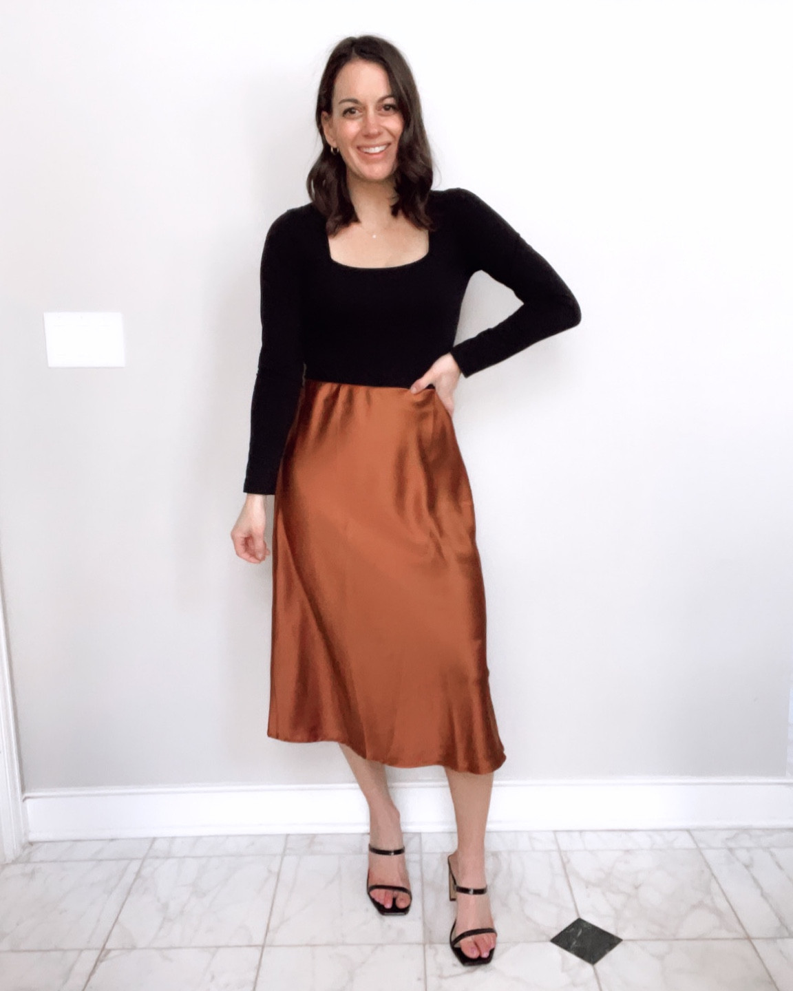 Amazon bodysuit runs tts wearing a small, amazon slip skirt runs tts wearing a small, Amazon heels (Tts) 

Date night outfit, girl’s night outfit, amazon skirt 

#LTKunder50 #LTKSeasonal #LTKstyletip