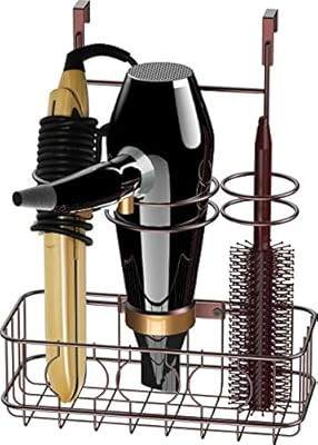Simple Houseware Cabinet Door/Wall Mount Hair Dryer & Styling Tools Organizer Storage, Bronze | Amazon (US)