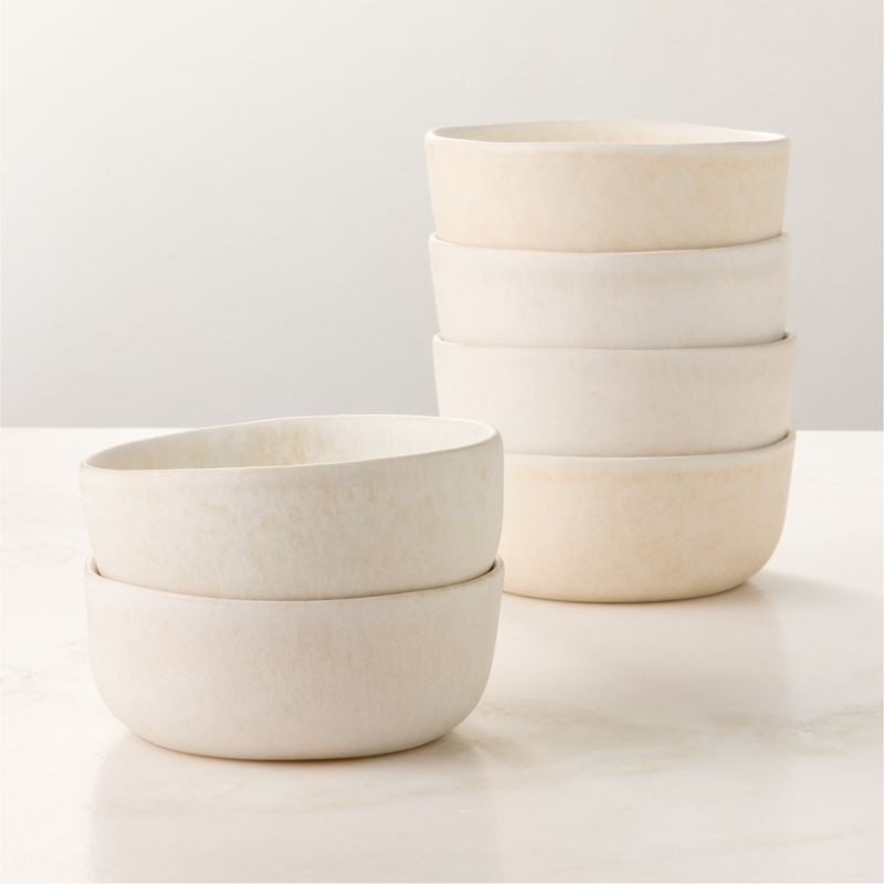 Drift White Soup Bowls with Reactive Glaze Set of 6 + Reviews | CB2 | CB2