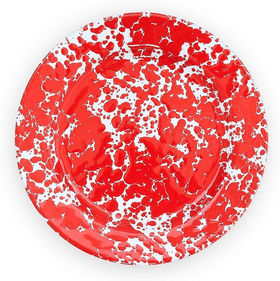 Crow Canyon Home Enamelware Flat Salad Plate, 8 inch, Red/White Splatter (Single) | Amazon (US)