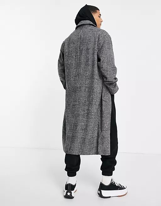 ASOS DESIGN oversized overcoat in grey check | ASOS (Global)