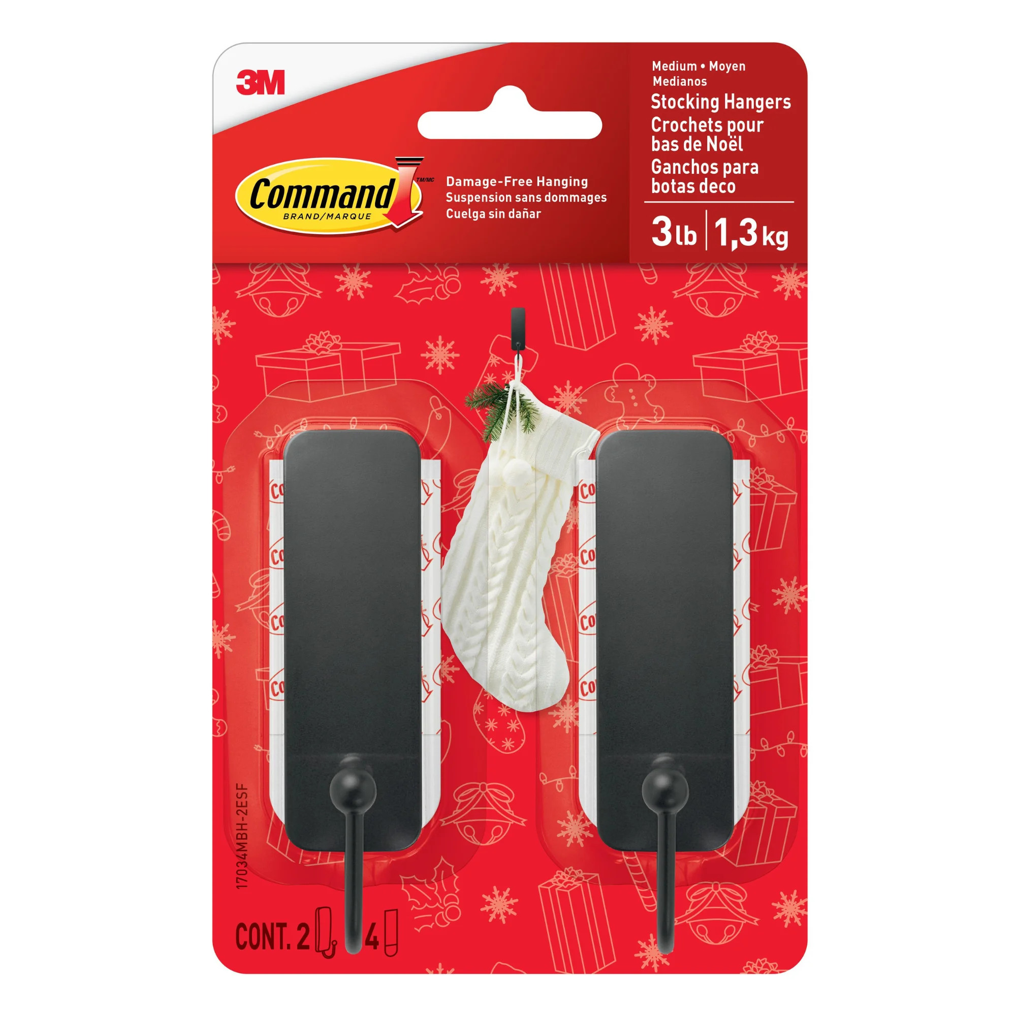 Command Medium Stocking Hangers [Removable]: 2-pack (Matte Black) | Walmart (US)
