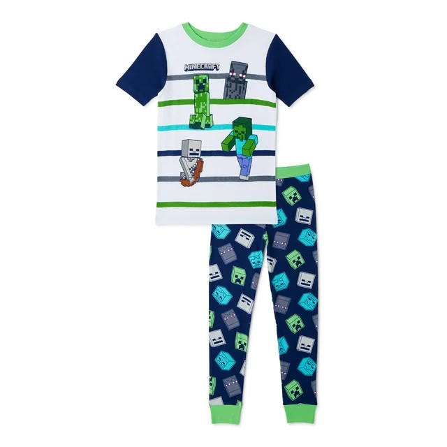 Minecraft Boys Cotton Sleepwear Set, 2 Piece, Sizes 4-10 | Walmart (US)