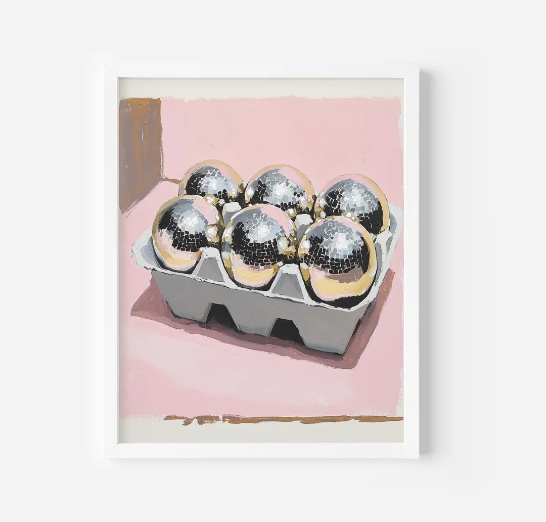Disco Ball Eggs Art Print, Retro Kitchen Foodie Printable, Eclectic Kitchen Poster, Girly Trendy ... | Etsy (US)