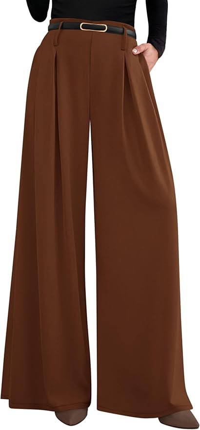 PRETTYGARDEN Womens Wide Leg Trousers 2026 Elastic High Waisted Dress Pants Pleated Slacks Flowy ... | Amazon (US)