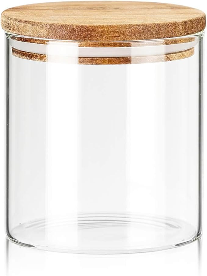 Labina Glass Storage Container Airtight Food Jars Kitchen Canister with Wood Lids, 20 Oz Wide Mou... | Amazon (US)