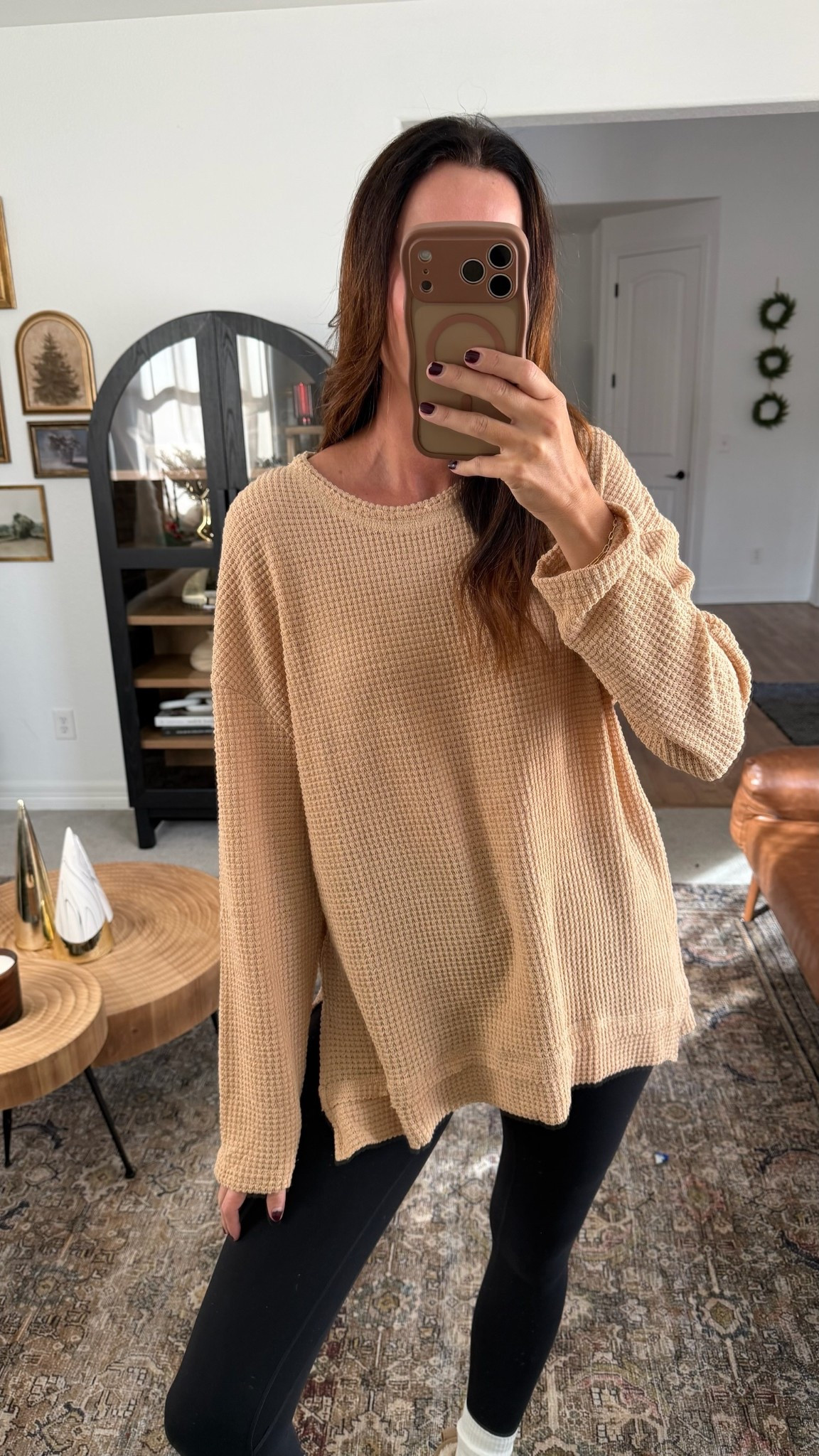 Cozy waffle knit top that is easy to wear with leggings! 

#LTKFindsUnder50 #LTKdayinmylife #LTKootd