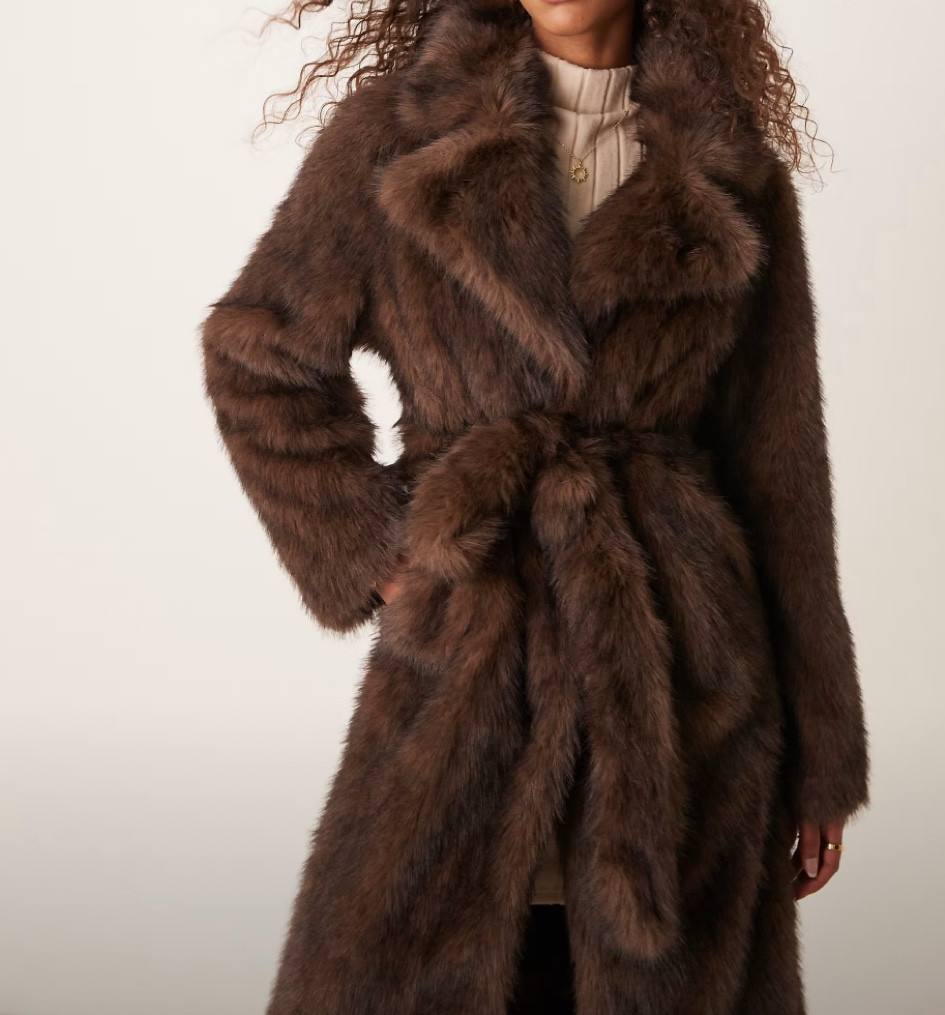 Long Brown Faux Fur Coat 

#LTKluxury #LTKautumn