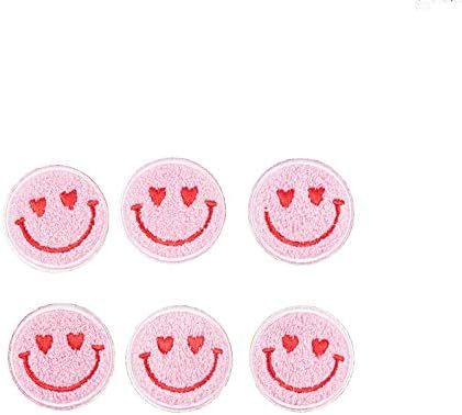 6Pcs Happy Face with Heart Eyes Chenille Patch, Smile Face Embroidery Chenille Patch Sew Iron on ... | Amazon (US)