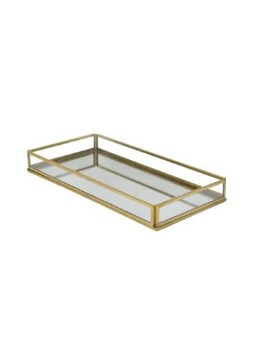 Serene Spaces Living 10" Aurea Mirror Tray, Gold Rectangle Glass Tray - Elegant Decorative Centerpiece for Home, Parties, Weddings, Holidays, Special Occasions, Candle Holder, Catchall | Amazon (US)