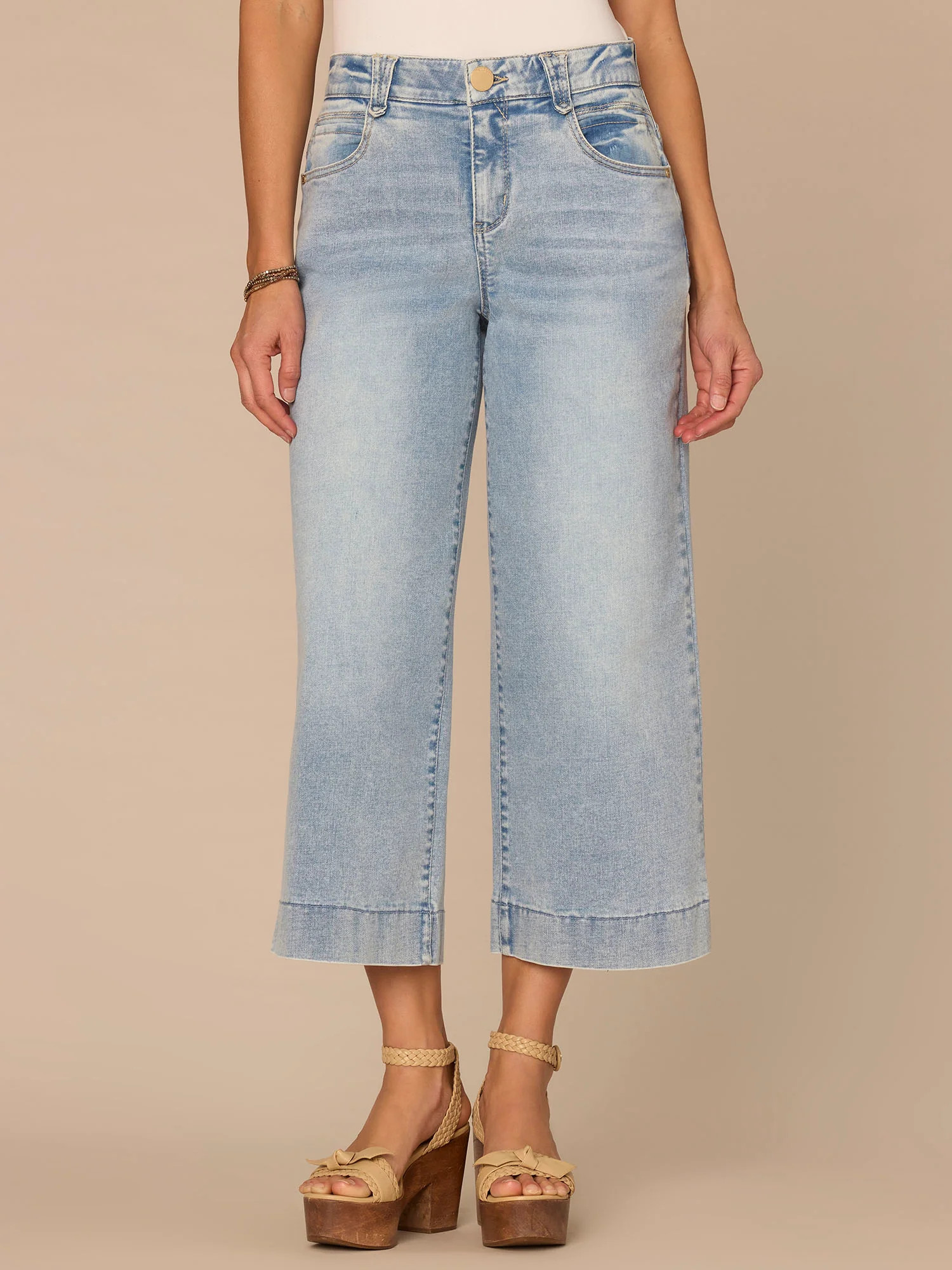 "Ab"solution\u00ae High Rise Light Blue Cropped Wide Leg Jeans | Democracy Clothing
